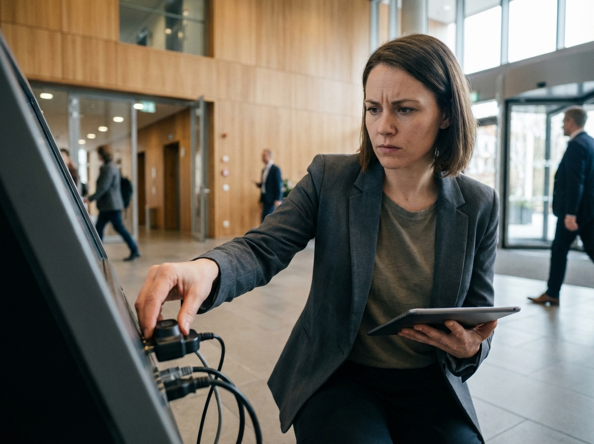 Jeune femme administratrice réseau manipulant un terminal