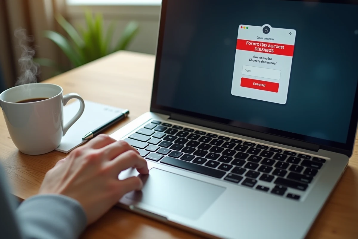 Écran d'ordinateur affichant un message d'accès refusé sur un portail de connexion sécurisé
