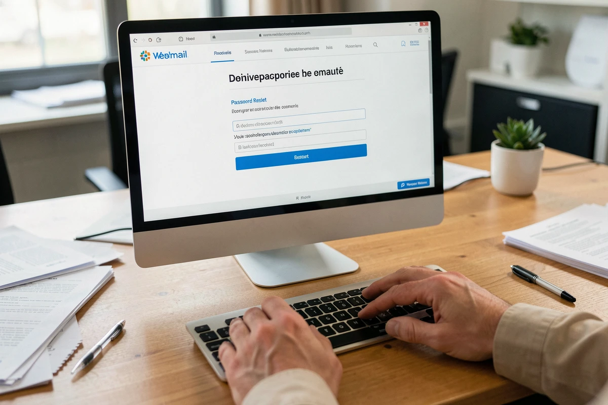 Écran d'ordinateur public affichant un formulaire de réinitialisation de mot de passe pour le webmail Dsden 28