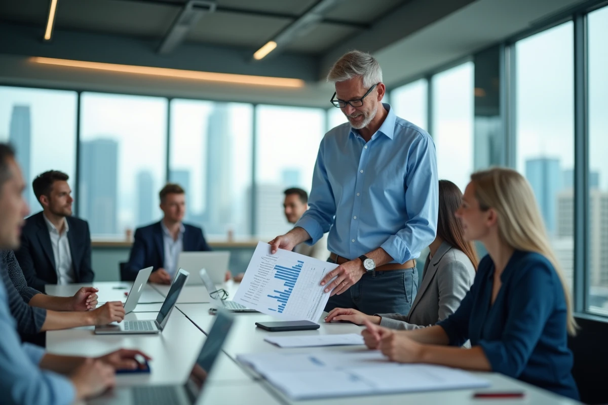 Homme pointant un rapport Excel lors d