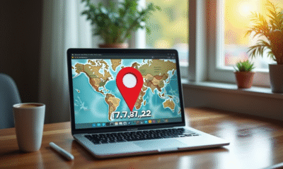 Ordinateur portable affichant une carte avec une IP en intérieur cosy