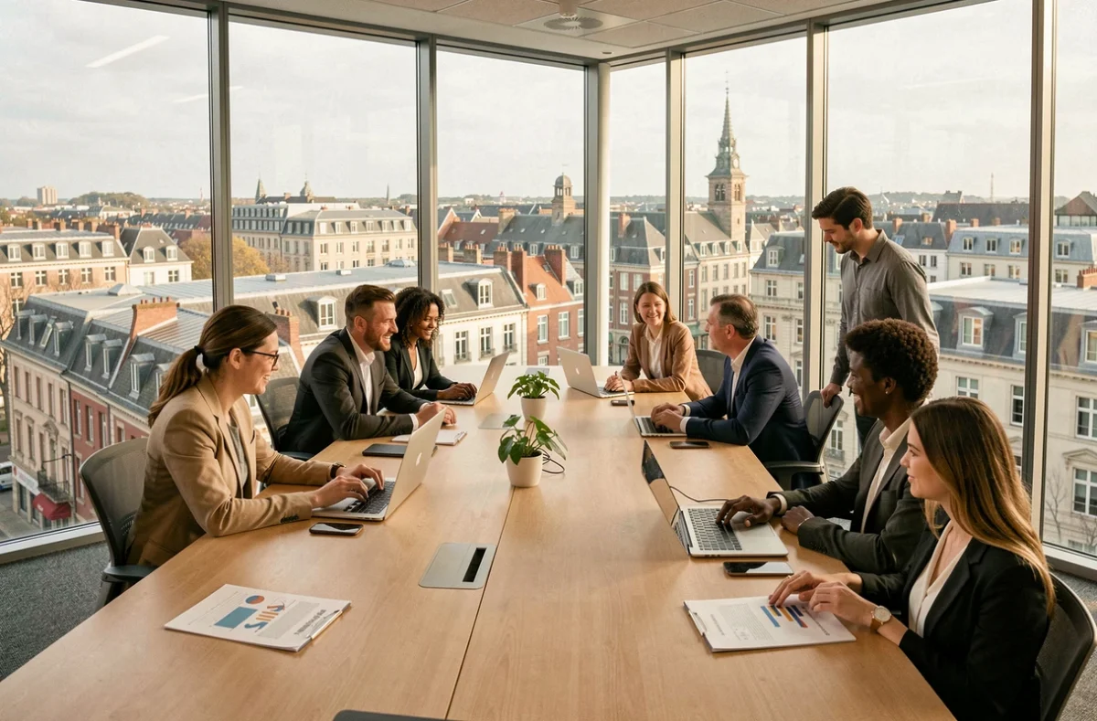 Vue d'ensemble d'un bureau moderne dans les Hauts-de-France symbolisant les meilleures ESN de la région